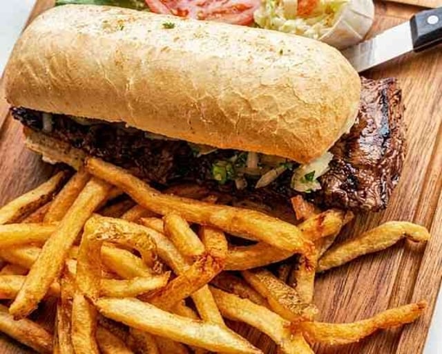 Greek Steak Sandwich.