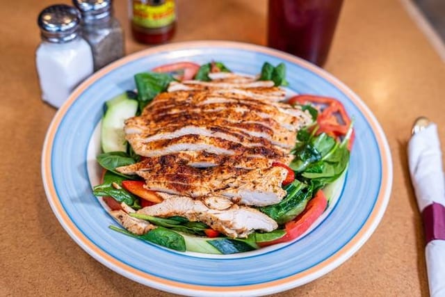 Blackened Chicken & Spinach Salad.