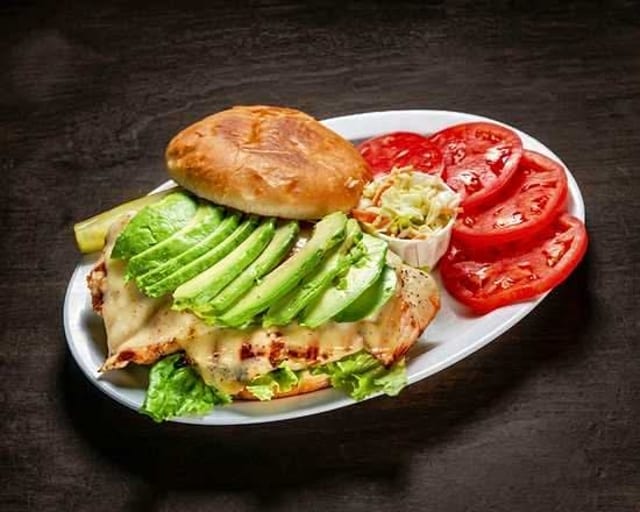 Avocado and Swiss Chicken Sandwich.