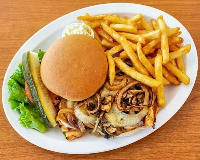 Smothered Chicken Sandwich.