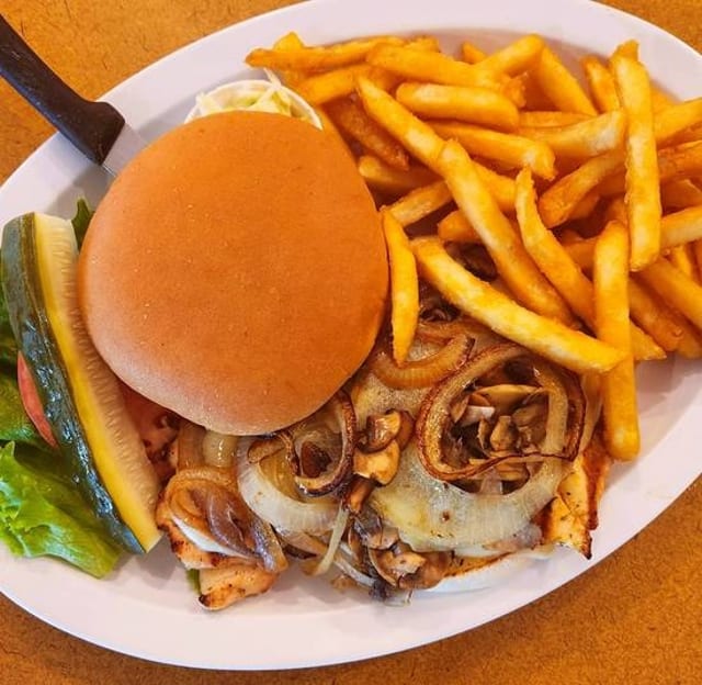 Smothered Chicken Sandwich.